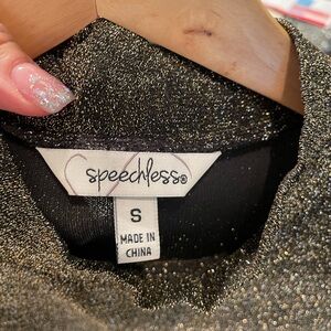 Speechless Black and Gold Glitter Top